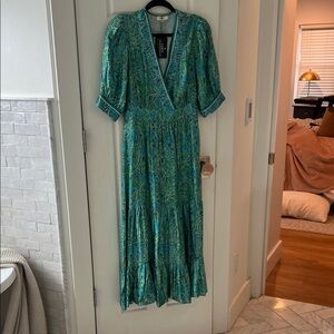 Green Paisley Wrap Midi Dress - Sunoco Paris